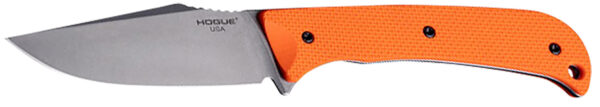 167668 Hogue 35860 Extrak 3.30″ Fixed Clip Point Plain Stone Tumbled CPM M4 Tool Steel Blade, Blaze Orange Textured G10 Scales Handle