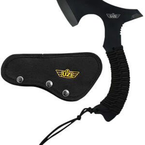 Uzi Accessories UZKAXE5 Throwing Axe  7″ Plain Stainless Steel Blade, Black Paracord Wrapped Stainless Steel Handle 12.20″ OAL