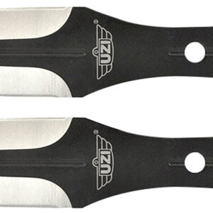 Uzi Accessories UZKTRWTZP Throwing Knives  Two Fixed Plain Black/Silver Stainless Steel Blade, Black Stainless Steel Handle, Includes Nylon Holster