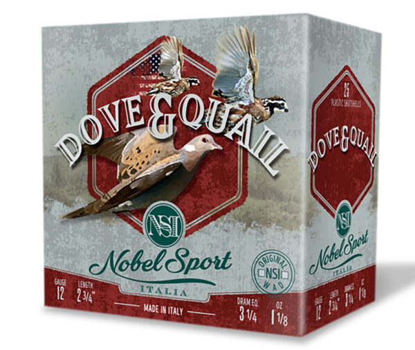 169479 Nobel/eurosports Llc ANSF128 Dove & Quail 12Gauge 2.75″ 1 1/8oz 8Shot 25 Per Box/10 Case
