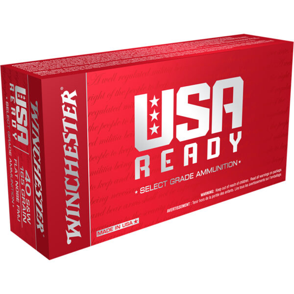 1701342_1 Winchester USA Ready Pistol Ammo 40 S&W 165 gr. FMJ Flat Nose 50 rd.
