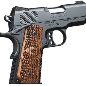 Kimber Mfg, Inc 3200150CA Raptor II Ultra *CA Compliant 45 ACP 7+1 3″ Stainless Match Grade Barrel, Matte Black Serrated Steel Slide, Matte Black Aluminum Frame w/Beavertail, Zebrawood Grip
