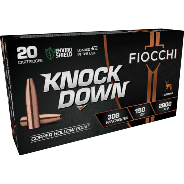 1707565_1 Fiocchi Knock Down Rifle Ammo 308 Win. 150 gr. Copper HP 20 rd.