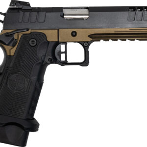 Great Lakes Firearms GL1911DS9FSSBRZ 1911 DS Synergy 9mm Luger 20+1 5″ Optic Cut/Serrated Cerakote Black Molded Grip Bronze Frame