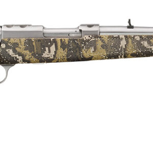 Ruger 7420 77/357  357 Mag 5+1 18.50″ Brushed Stainless Threaded Barrel, Brushed Stainless Integral Scope Mount, Fixed Desolve Bare Reduced Camo Synthetic Stock, Thread Protector