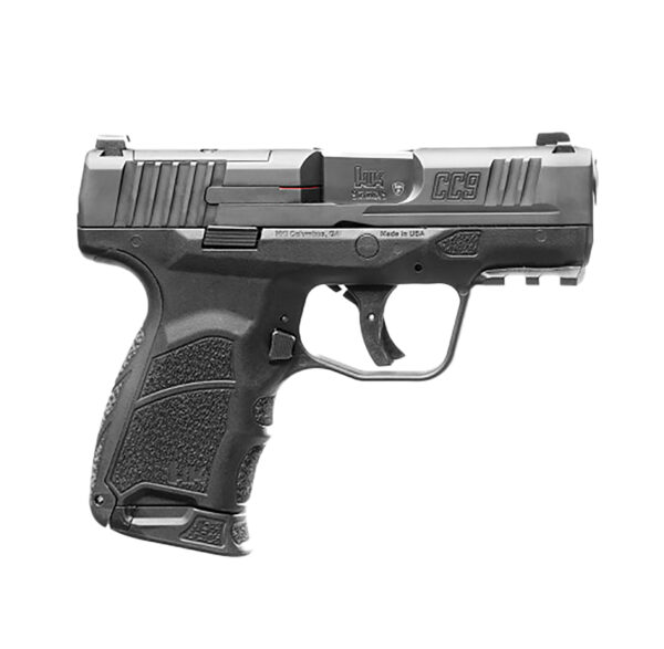 HK 81000551 CC9  Micro Compact 9mm Luger 10+1 3.32″ Black Polygonal Rifled Barrel, Optic Ready/Serrated Steel Slide, Polymer Frame w/Picatinny Rail, Black Interchangeable Backstrap Grip, Ambidextrous