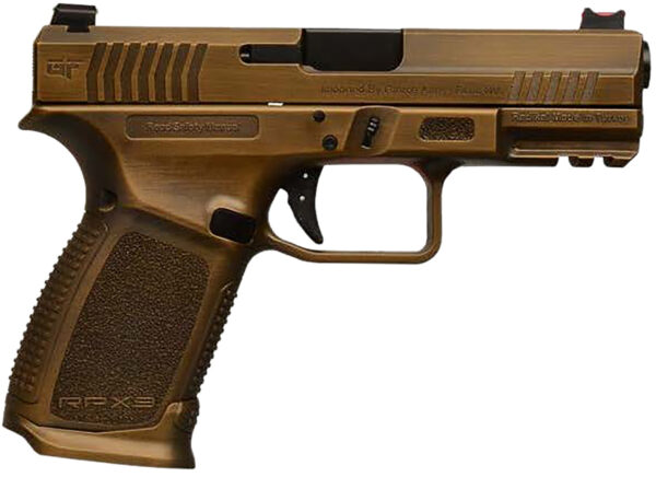 Gforce Arms GFRPX3C9BNZ Exodus  9mm Luger 15+1 4.02″ Black Steel Barrel, Bronze Cerakote Serrated Steel Slide, Bronze Cerakote Polymer Frame w/Accessory Rail, Textured Grip