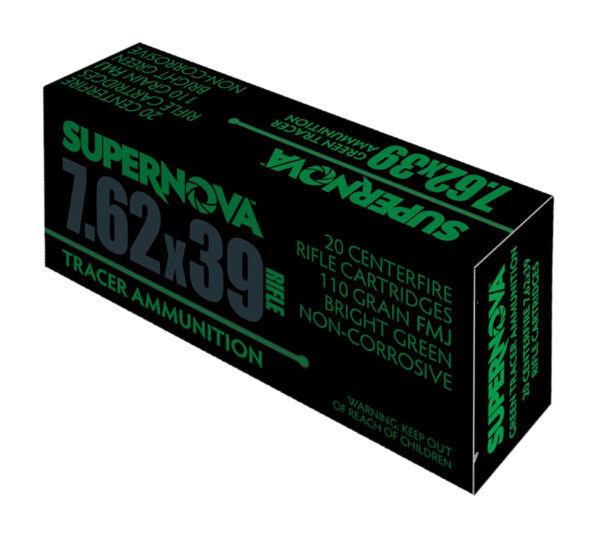 172501 Supernova PMSN762G Green Tracer 7.62mm 110 gr Full Metal Jacket 20 Per Box/ 50 Cs