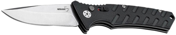 172506 Boker 01BO457 Plus Strike Auto Pocket 3.35″ Drop Point Plain Black D2 Steel Blade Aluminum Handle