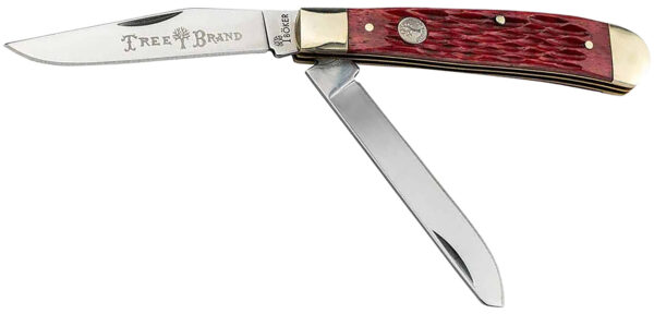 172537 Boker 110825 Trapper 2.0 Clip Point/Spey Plain D2 Steel Blade Red Jigged Bone Handle