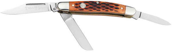172545 Boker 110852 Stockman Traditional Medium Clip Point/Sheepsfoot/Spey Plain D2 Steel Blade Brown Jigged Bone Handle