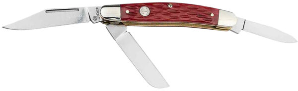 172547 Boker 110855 Stockman Traditional Medium Clip Point/Sheepsfoot/Spey Plain D2 Steel Blade Red Jigged Bone Handle