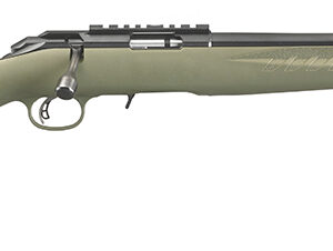 Ruger 8336 American Rimfire Sports South Exclusive Full Size 17 HMR 9+1 18″ Satin Blued Steel Threaded Barrel & Alloy Steel Receiver w/Scope Rail, Green Fixed Synthetic Stock, Right Hand