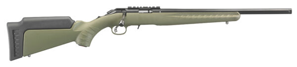 Ruger 8336 American Rimfire Sports South Exclusive Full Size 17 HMR 9+1 18″ Satin Blued Steel Threaded Barrel & Alloy Steel Receiver w/Scope Rail, Green Fixed Synthetic Stock, Right Hand