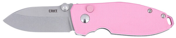 172857 CRKT 2474P SQUID EDC 2.27″ Folding Plain Stonewashed D2 Steel Blade, Pink G10 Handle