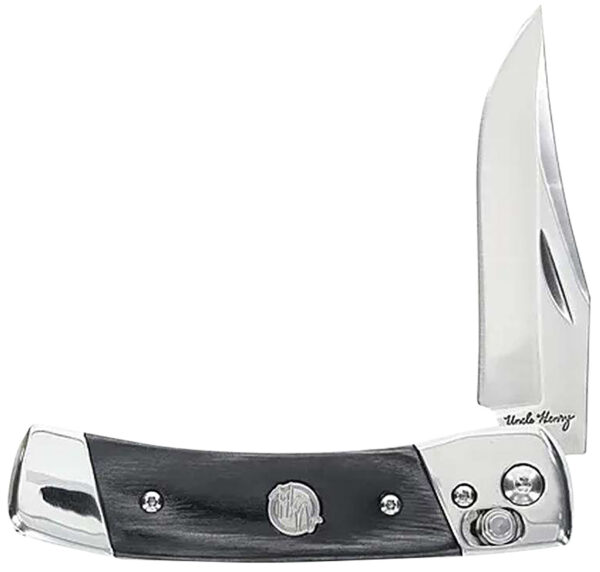 173682 Uncle Henry 1222001 Smokey 2.90″ Folding Plain 7Cr17MoV SS Blade, Black/SS Wood Laminate Handle