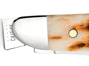Case Peanut 2.10/1.53 2-Blade Clip/Pen Amber Bone