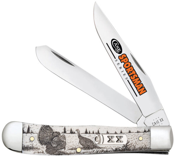 174885 Case Trapper Turkey 2-Blade Folding Knife, Natural Bone