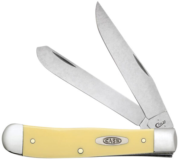 174890 Case 30114 Trapper Folding Clip Point/Spey Plain Mirror Polished Carbon Steel Blade/Smooth Yellow Synthetic Handle