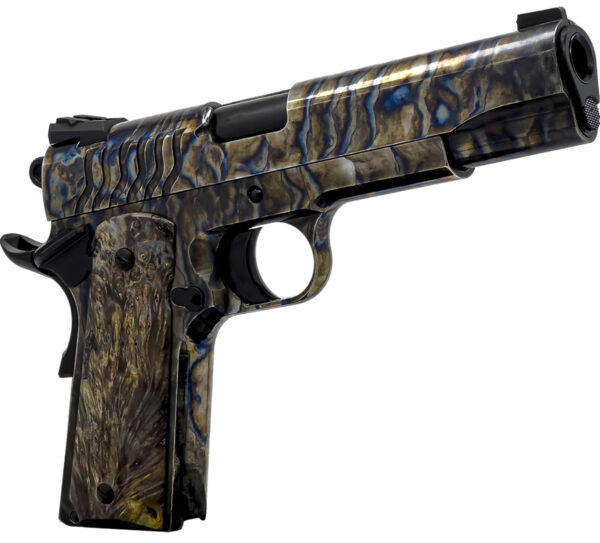Dickinson LLC DCKSN45FS 1911 Premium Fireball 45 ACP 9+1 5″ Black Steel Barrel, Fireball Serrated Aluminum Slide, Fireball Steel Frame, Wood Grip