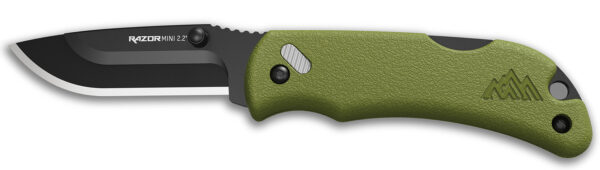 177023 Outdoor Edge RMG222C RazorMini 2.20″ Folding Plain 420J2 SS Blade OD Green ABS Polymer Handle