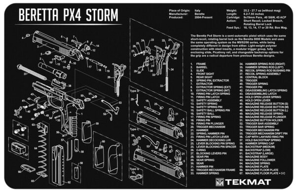 TekMat Armorers Bench Mat – 11″x17″ Beretta PX4 Storm