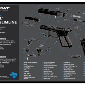 TekMat TEKR17GLOCK4243BL Glock 42/43 Cleaning Mat Black/Blue/White Rubber 11″x17″ Glock 42/43 Parts Diagram