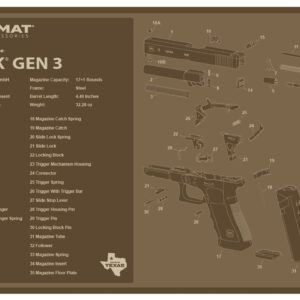 TekMat TEKR17GLOCKG3FDE Glock Gen 3 Cleaning Mat Flat Dark Earth Rubber 11″x17″ Glock Gen 3 Parts Diagram