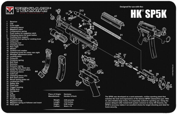 177698 TekMat H&K SP5K Cleaning Mat 11×17 Rubber