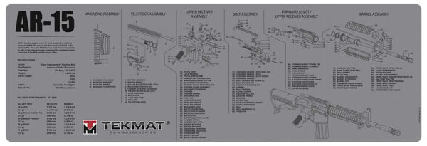 177718 TekMat AR-15 Cleaning Mat 12×36 Gray