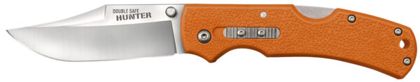 177911 Cold Steel CS23JBZ Double Safe Hunter 3.50″ Folding Clip Point Plain Satin 8Cr13MoV SS Blade, 4.88″ Blaze Orange Textured GFN Handle