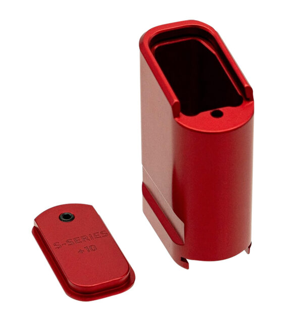 177932 Shield Arms SAS15ME10RED Magazine Extension Extended 10rd Compatible w/ Shield Arms S15 Magazine Red Anodized Aluminum