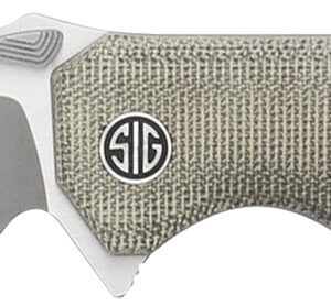 Sig Sauer Knives VA9GT Validus  3.78″ Folding Modified Tanto Plain Dark Acid Stonewash/Satin M390 Steel Blade, 4.76″ Green Canvas Micarta Handle