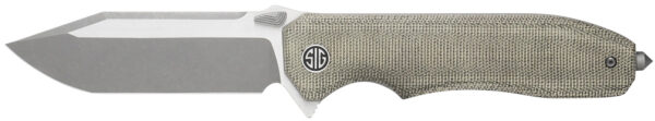 178307 Sig Sauer Knives VA9GT Validus 3.78″ Folding Modified Tanto Plain Dark Acid Stonewash/Satin M390 Steel Blade, 4.76″ Green Canvas Micarta Handle