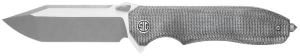 Sig Sauer Knives VA9SBT Validus  3.78″ Folding Modified Tanto Plain Dark Acid Stonewash/Satin M390 Steel Blade, 4.76″ Salt & Pepper Canvas Micarta Handle
