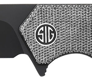 Sig Sauer Knives TS8BB Tsuru  3.30″ Folding Tanto Plain Black PVD 154CM SS Blade, 4.20″ Salt & Pepper Micarta Handle