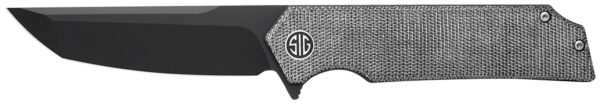 Sig Sauer Knives TS8BB Tsuru  3.30″ Folding Tanto Plain Black PVD 154CM SS Blade, 4.20″ Salt & Pepper Micarta Handle
