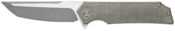 178312 Sig Sauer Knives TS8SG Tsuru 3.30″ Folding Tanto Plain Satin 154CM SS Blade, 4.20″ Green Canvas Micarta Handle