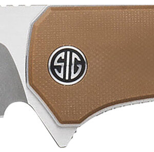 Sig Sauer Knives XI SBRN Xiphos  3.40″ Folding Modified Tanto Plain Dark Acid Stonewash/Satin Nitro-V Blade, 4.20″ Coyote Brown G10 Handle