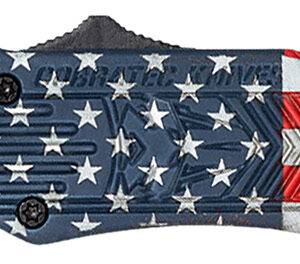 CobraTec Knives SUSACTK1SDNS CTK-1 American Flag Small 2.75″ OTF Drop Point Plain D2 Steel Blade, 4.25″ Red/White/Blue Flag Cerakote Aluminum Alloy Handle