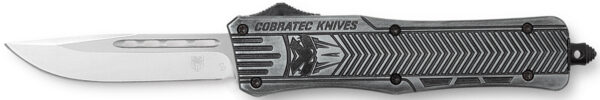 178707 CobraTec Knives MSWCTK1MDNS CTK-1 American Flag Medium 3″ OTF Drop Point Plain Stonewashed D2 Steel Blade, 5″ Black Aluminum Alloy Handle
