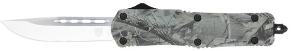 178714 CobraTec Knives MWDFS3DNS FS-3 Medium 3″ OTF Drop Point Plain D2 Steel Blade, 4.50″ Woodland Camo Aluminum Alloy Handle