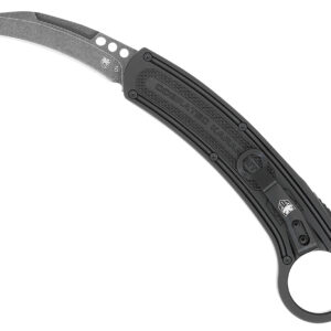 CobraTec Knives CTBKRH Karambit  2.75″ Folding Plain Stonewashed D2 Steel Blade, 5.88″ Black Anodized w/Finger Ring Aluminum Handle