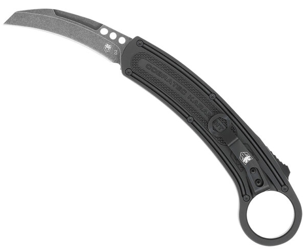 CobraTec Knives CTBKRH Karambit  2.75″ Folding Plain Stonewashed D2 Steel Blade, 5.88″ Black Anodized w/Finger Ring Aluminum Handle