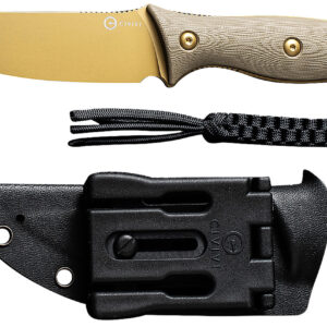 Civivi Knives C23041-2 Stormridge  3.92″ Fixed Straight Back Plain Desert Tan Stonewashed Nitro-V Steel Blade, Tan Textured G10 Handle