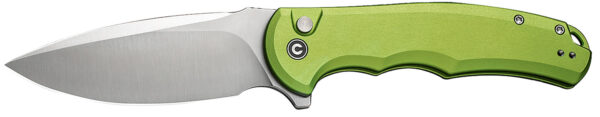 179384 Civivi Knives C18026E-3 Praxis 3.75″ Folding Drop Point Plain Satin Nitro-V Steel Blade, Lime Green Aluminum Handle