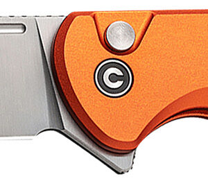 Civivi Knives C20022B-2 Chevalier II  EDC 3.47″ Folding Sheepsfoot Plain Satin 14C28N Steel Blade, Orange Aluminum Handle