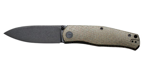 179398 Civivi Knives C22007-2 Sokoke EDC 3.35″ Folding Drop Point Plain Black Stonewashed 14C28N Steel Blade, Green Textured Burlap Micarta Handle