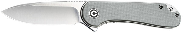 179405 Civivi Knives C907B Elementum 2.96″ Folding Tanto Plain Black Stonewashed D2 Steel Blade, 4.03″ Gray Textured Micarta Handle