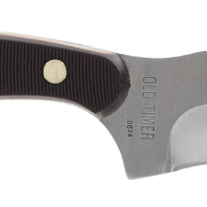 Old Timer 1227067 Sharpfinger  1.60″/3.25″ Folding/Fixed Plain Satin Stainless Steel Blade 2.20″/3.75″ Brown w/Brass Sawcut Handle
